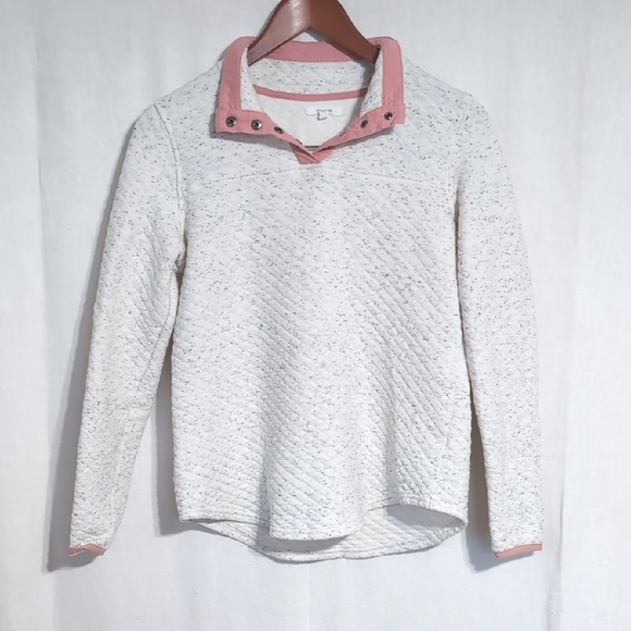 Maurices Light Grey Coral Quilted Quarter Button Pullover Sweatshirt Size Small - Picture 1 of 5